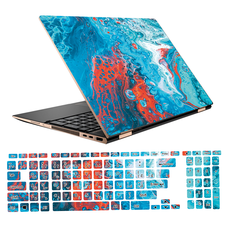 استیکر لپ تاپ طرح Colors کد 34 مناسب برای لپ تاپ 15.6 اینچ به همراه بر چسب حروف فارسی کیبورد
