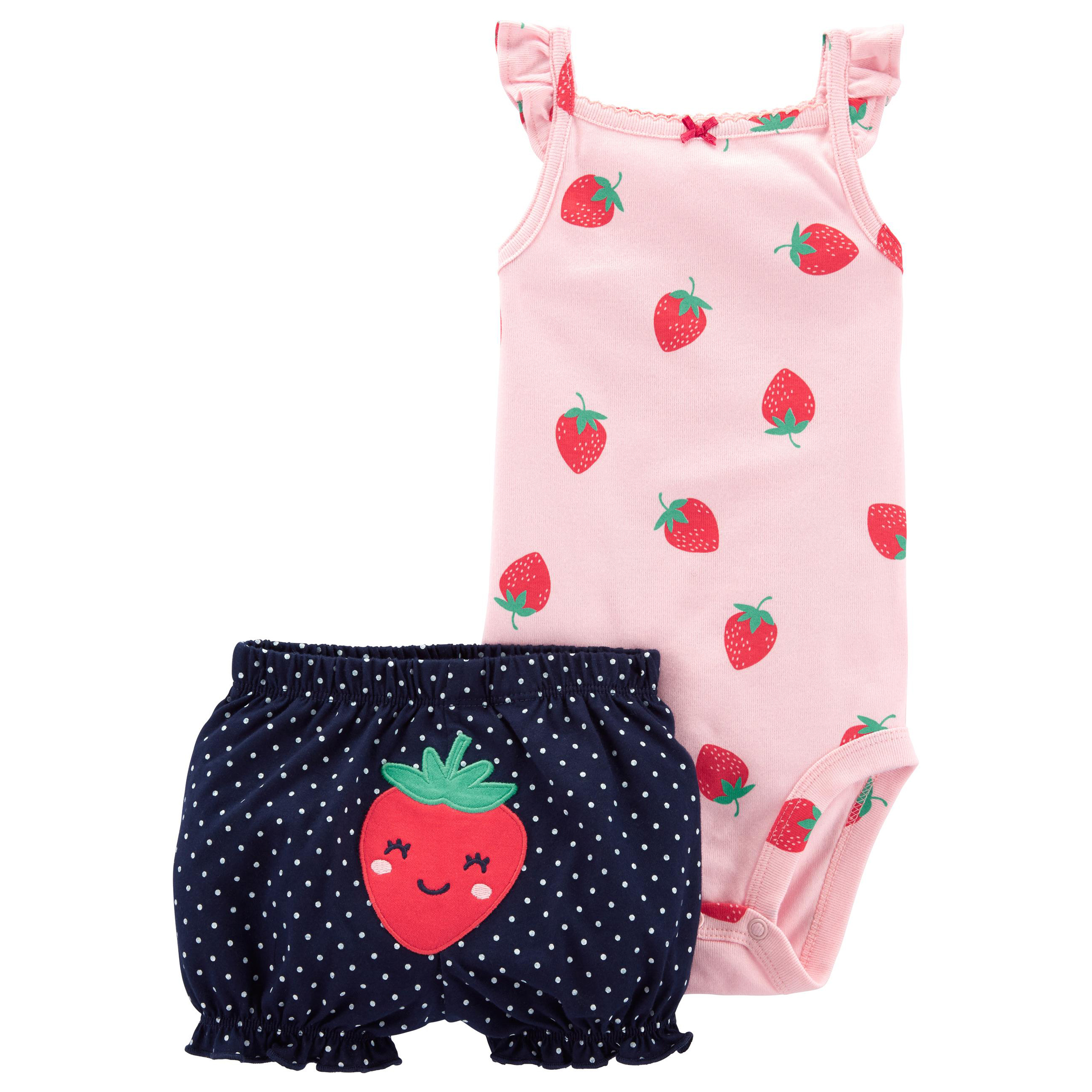 ست بادی و شورت نوزادی دخترانه کارترز طرح توت فرنگی کد M185