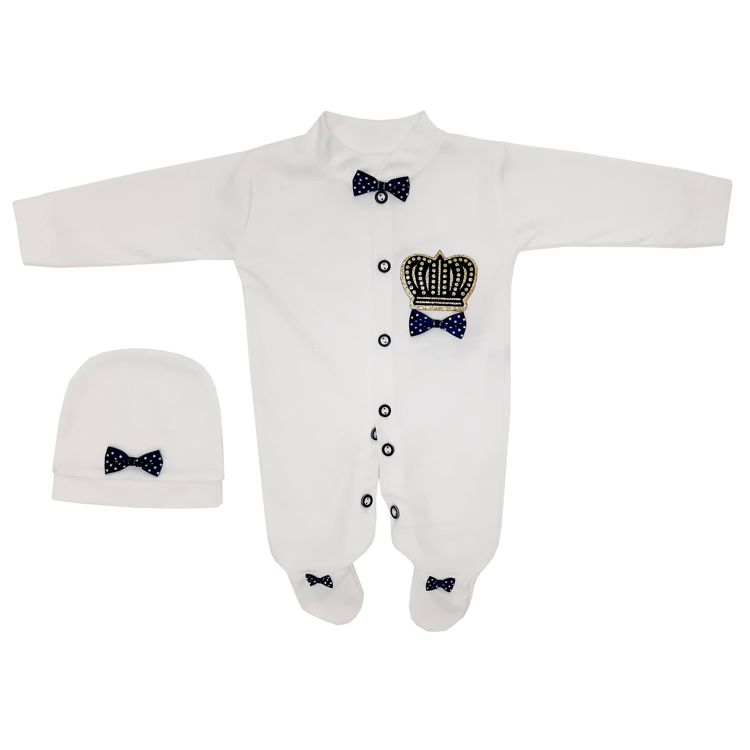 ست سرهمی و کلاه نوزادی پسرانه مدل SI-1