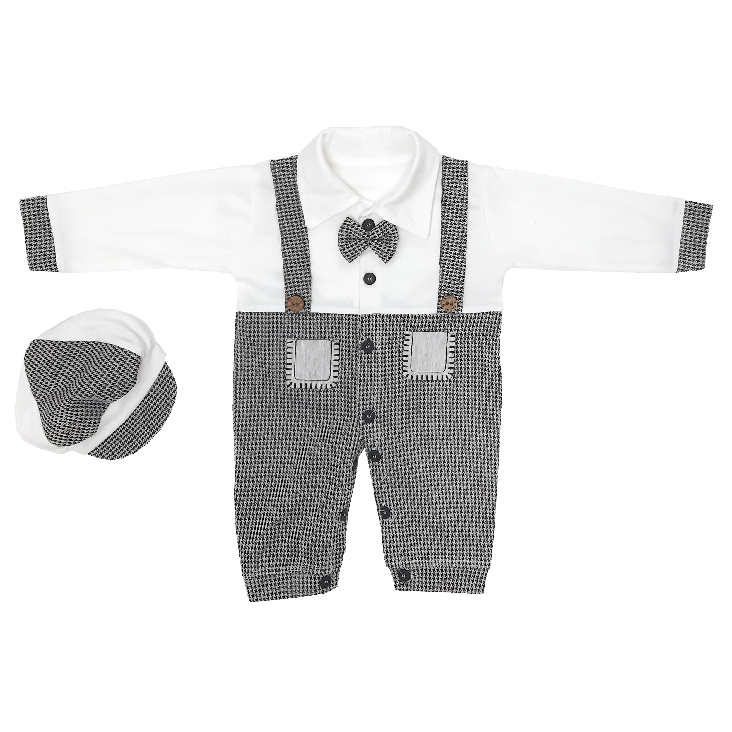 ست سرهمی و کلاه نوزاد مدل PAP-123