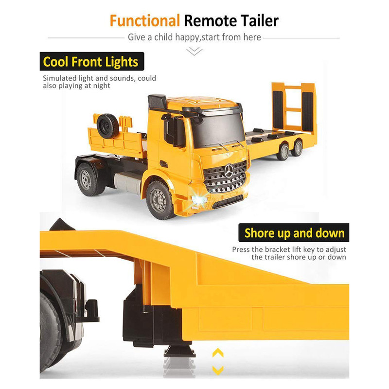 ماشین بازی کنترلی دبل ای مدل Mercedes Benz Arocs Flat Bed Trailer