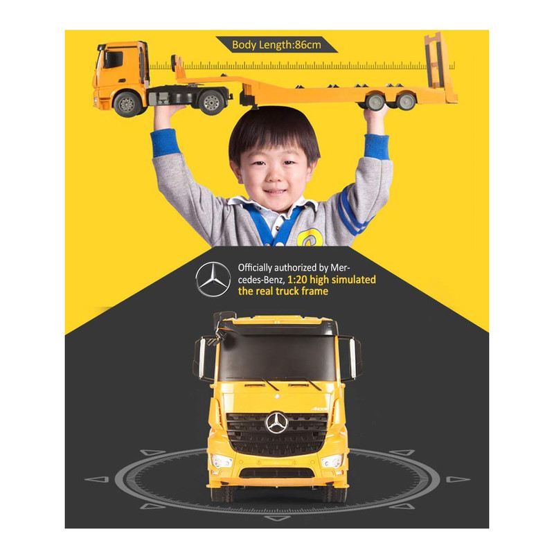 ماشین بازی کنترلی دبل ای مدل Mercedes Benz Arocs Flat Bed Trailer