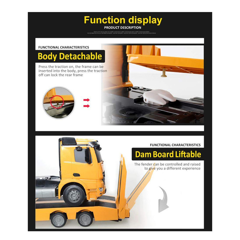ماشین بازی کنترلی دبل ای مدل Mercedes Benz Arocs Flat Bed Trailer