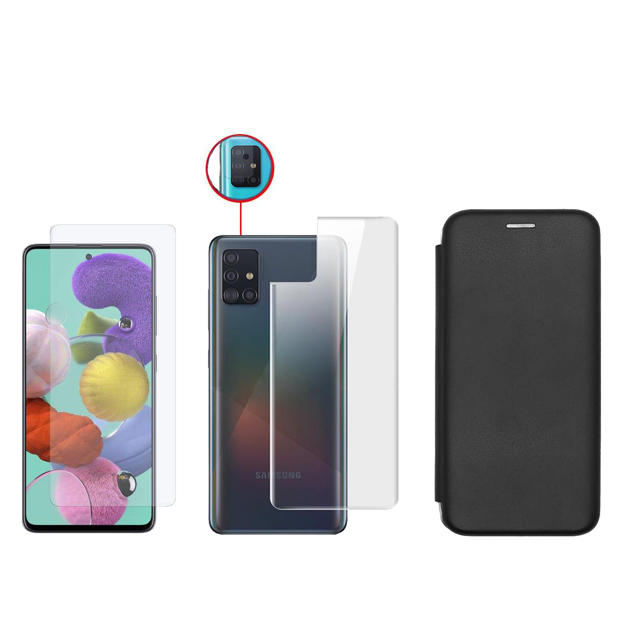 کاور مسیر مدل MGBML مناسب برای گوشی موبایل سامسونگ Galaxy A51 به همراه محافظ صفحه نمایش و پشت گوشی و محافظ لنز دوربین