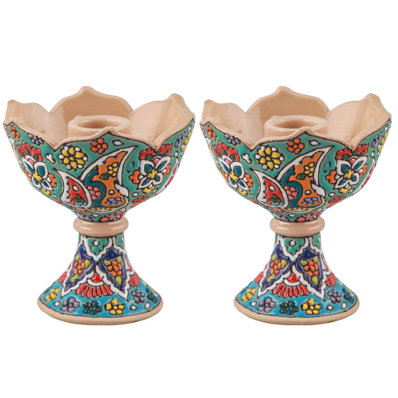 شمعدان میناکاری کد 79107 بسته دو عددی