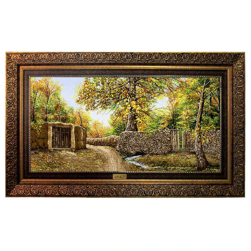 تابلو فرش ماشینی نقش نگار رضوی طرح کوچه باغ کد 1900CB