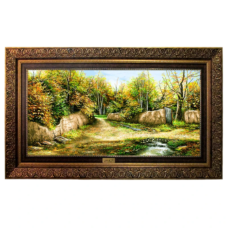 تابلو فرش ماشینی نقش نگار رضوی طرح کوچه باغ کد 1905CB