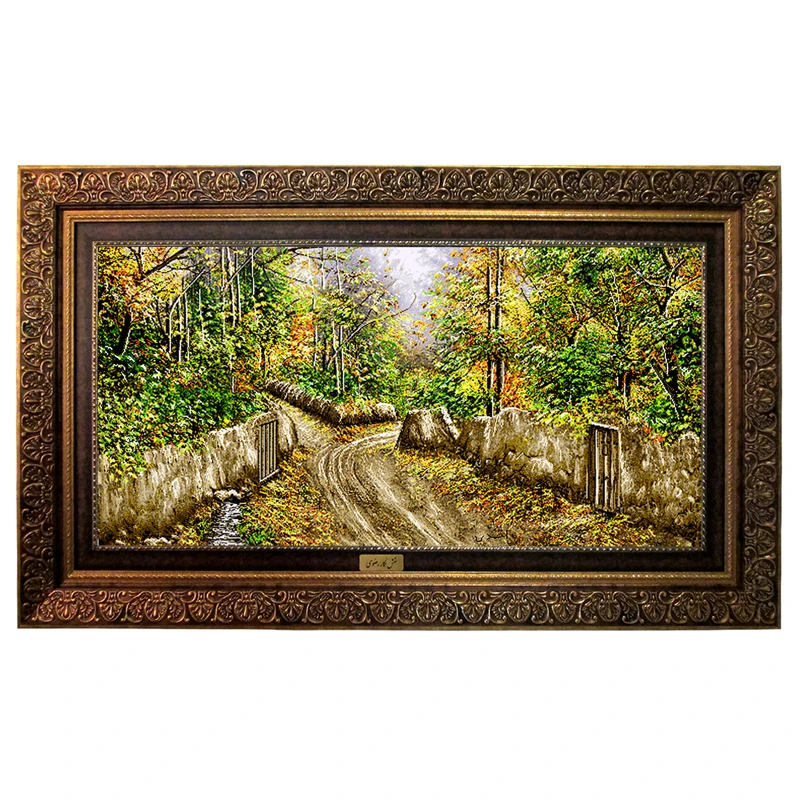 تابلو فرش ماشینی نقش نگار رضوی طرح کوچه باغ کد 1911CB