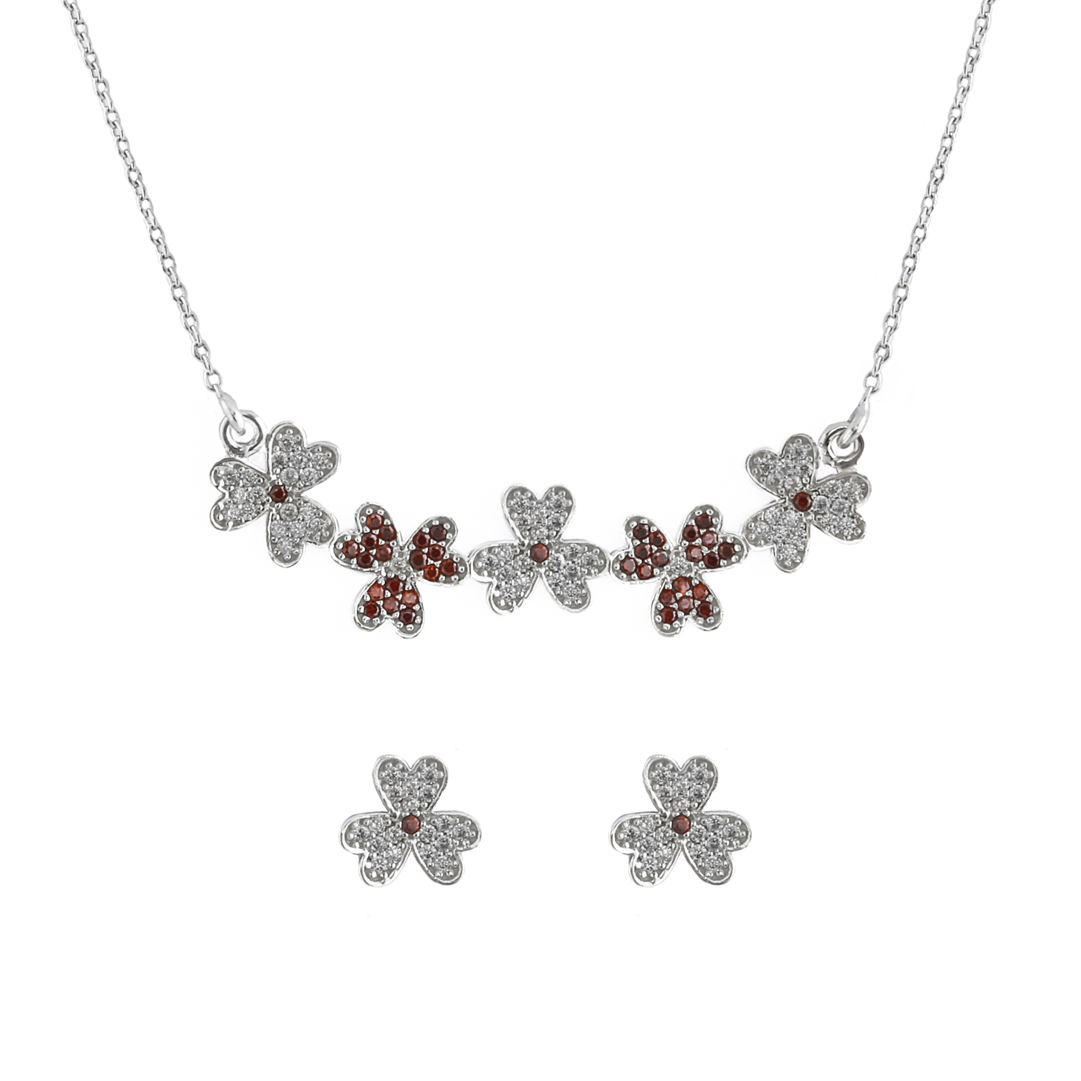 نیم‌ست نقره زنانه طرح شکوفه کد DS311