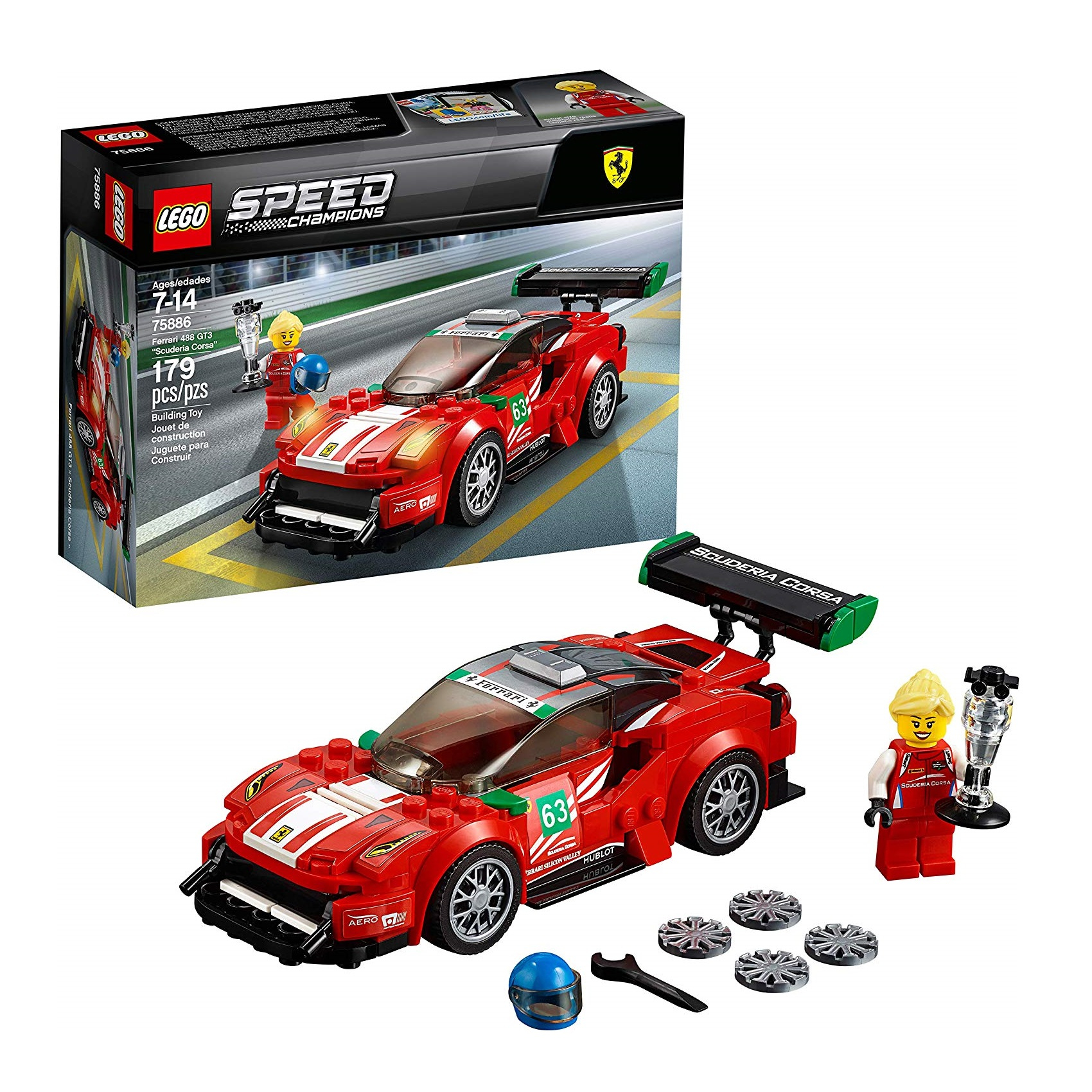 مشخصات، قیمت و خرید لگو سری Speed Champions مدل 75886 Ferrari 488 GT3  “Scuderia Corsa” | دیجی\u200cکالا