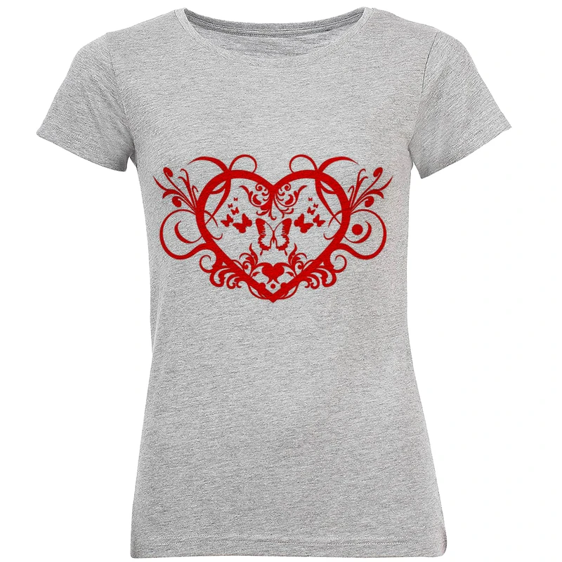 تیشرت آستین کوتاه زنانه طرح قلب کد F56