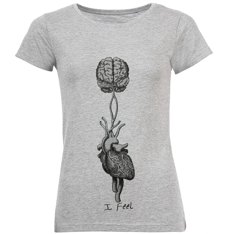 تیشرت آستین کوتاه زنانه طرح قلب و مغز کد F61