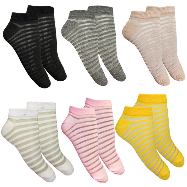 جوراب زنانه تن پوش هنگامه مدل شیشه ای راه راه  بسته 6 عددی