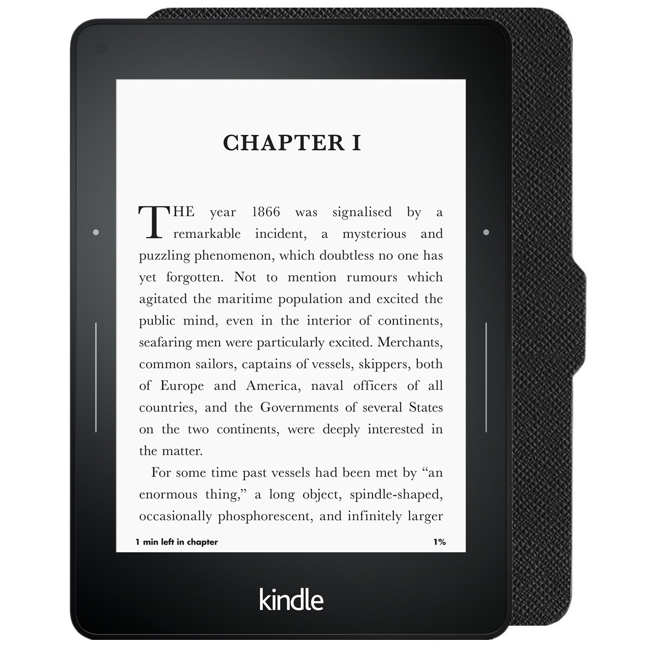 کتاب خوان آمازون مدل Kindle Voyage نسل هفتم همراه با کاور چرمی - ظرفیت 4 گیگابایت