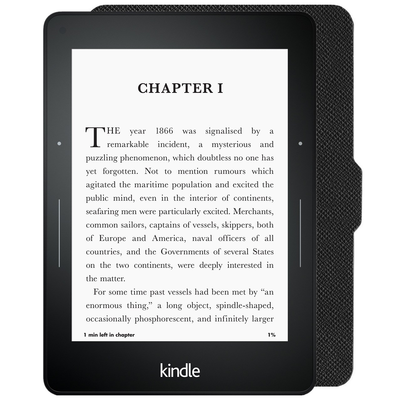 کتاب‌خوان آمازون مدل Kindle Voyage نسل هفتم همراه با کاور چرمی - ظرفیت 4 گیگابایت