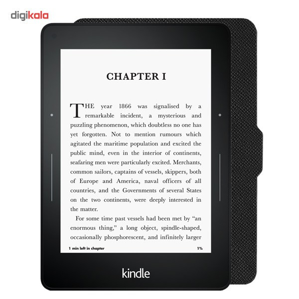 کتاب‌خوان آمازون مدل Kindle Voyage نسل هفتم همراه با کاور چرمی - ظرفیت 4 گیگابایت