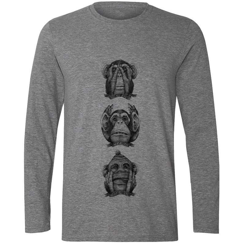 تیشرت آستین بلند مردانه طرح میمون کد F205