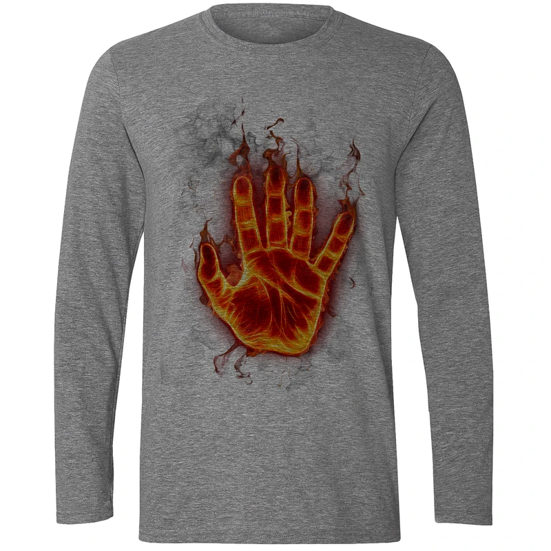 تیشرت آستین بلند مردانه طرح دست آتشی کد F215