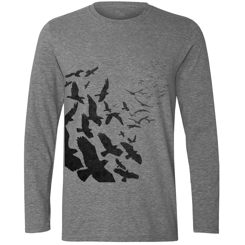تیشرت آستین بلند مردانه طرح پرندگان کد F230