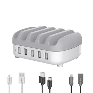 شارژر رومیزی اوریکو مدل DUK-5P کد 111 به همراه 3 کابل