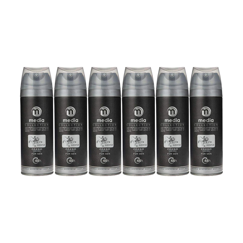 اسپری خوشبوکننده بدن مردانه مدیا مدل creed حجم 200 میلی لیتر مجموعه 6 عددی