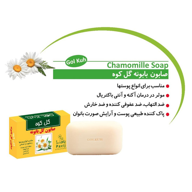 صابون شستشو گل کوه مدل بابونه وزن 100 گرم