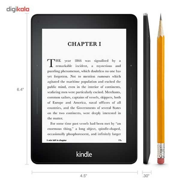 کتاب‌خوان آمازون مدل Kindle Voyage نسل هفتم همراه با کاور چرمی - ظرفیت 4 گیگابایت