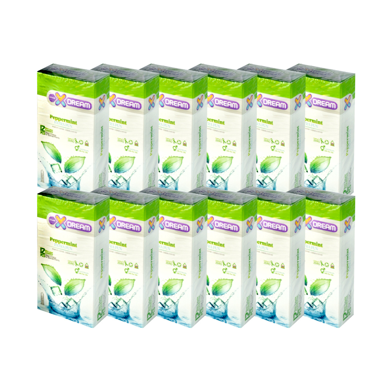 کاندوم ایکس دریم مدل peppermint مجموعه 12 عددی