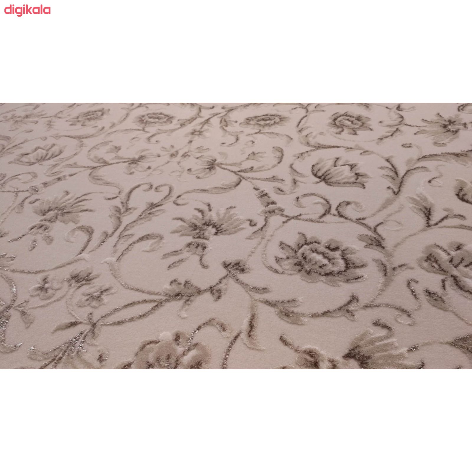 فرش ماشینی زمرد مشهد کد DI02 زمینه کرم