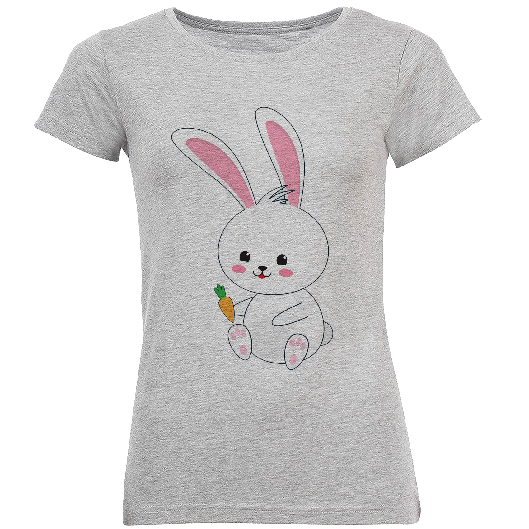 تیشرت آستین کوتاه زنانه طرح خرگوش و هویج کد F119