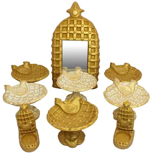 مجموعه ظروف هفت سین 9 پارچه دست نگار مدل مرغ آمین کد 02
