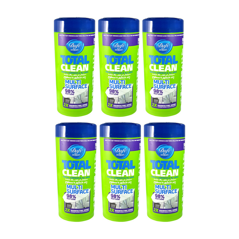 دستمال مرطوب تمیزکننده سطوح دافی مدل 6ANTIBACTERIAL مجموعه 6 عددی