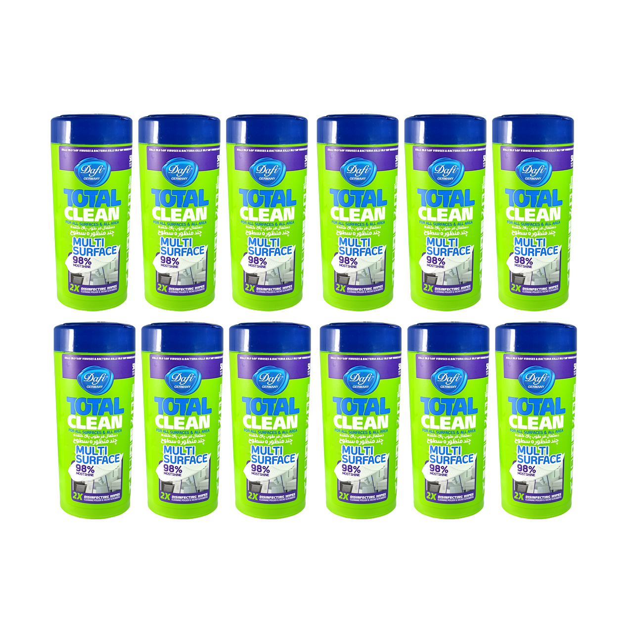 دستمال مرطوب تمیزکننده سطوح دافی مدل 12ANTIBACTERIAL مجموعه 12 عددی