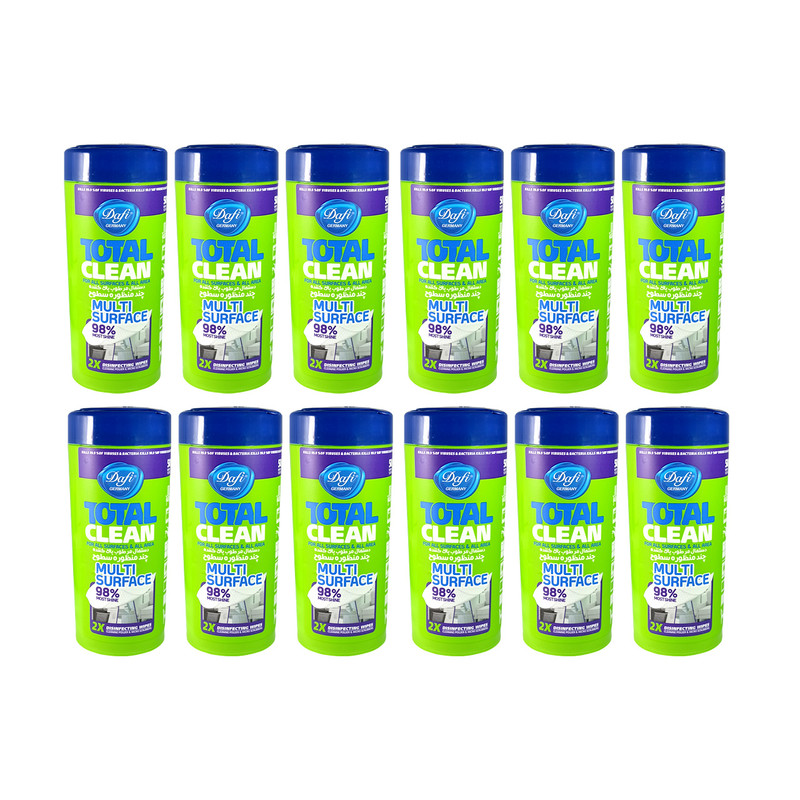 دستمال مرطوب تمیزکننده سطوح دافی مدل 12ANTIBACTERIAL مجموعه 12 عددی
