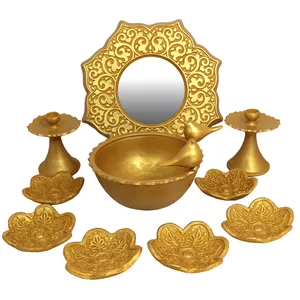مجموعه ظروف هفت سین 10 پارچه دست نگار طرح نخل و خورشید کد 1-339