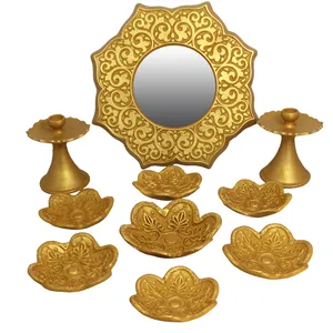 مجموعه ظروف هفت سین 10 پارچه دست نگار طرح نخل و خورشید کد 319