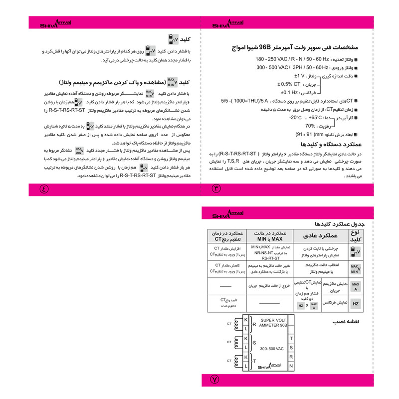 سوپر ولت آمپرمتر شيوا امواج مدل VAD-96B