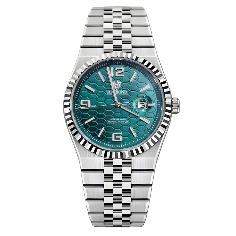 ساعت مچی عقربه‌ای کوارتز مردانه بین باند مدل کلاسیک اسپرت دی جاست بند استیل صفحه طرحدار کد BN5