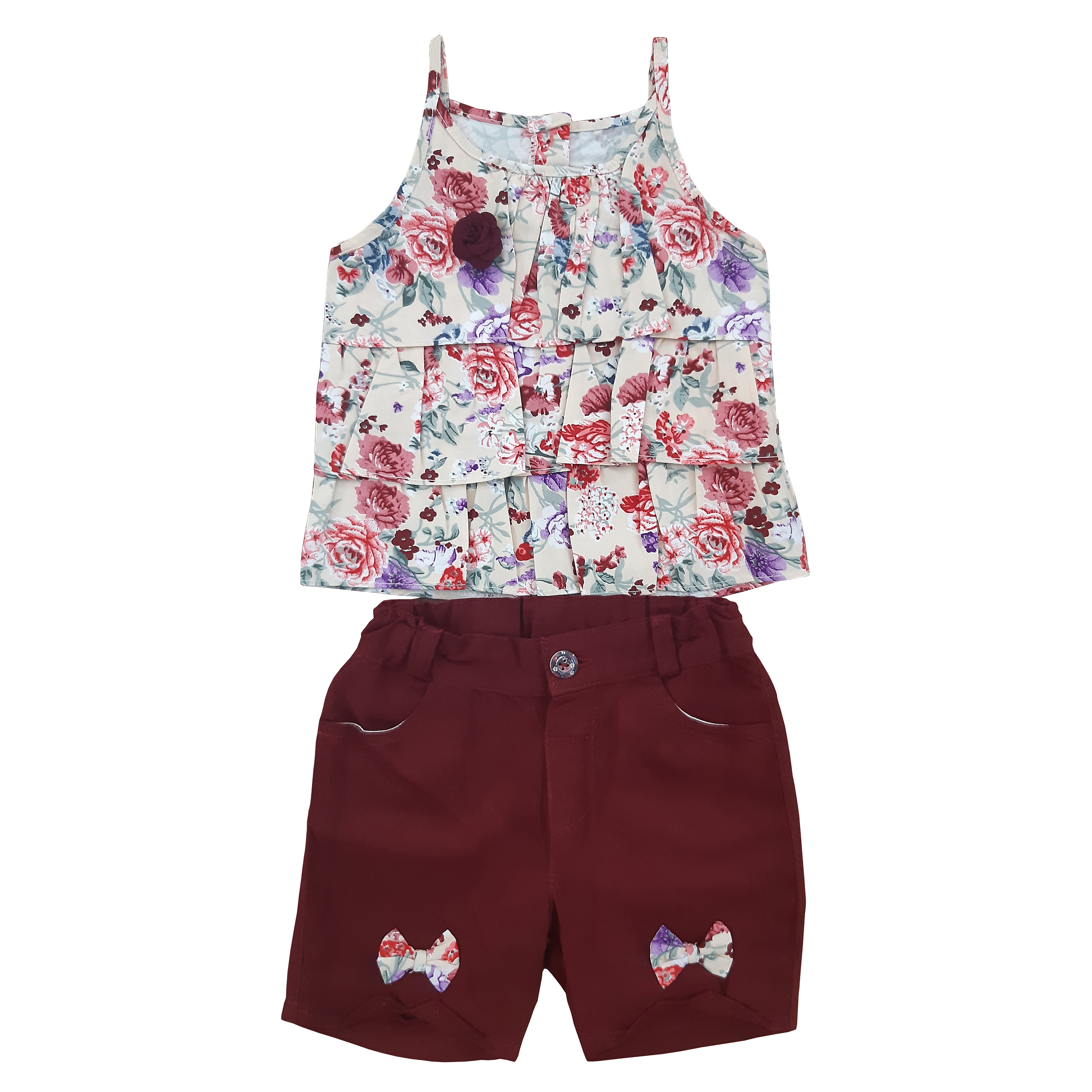 ست تاپ و شلوارک نوزاد مدل بهار کد p1021