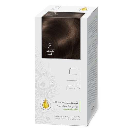 کیت رنگ مو زی فام شماره 6 حجم 50 میلی لیتر بلوند تیره طبیعی