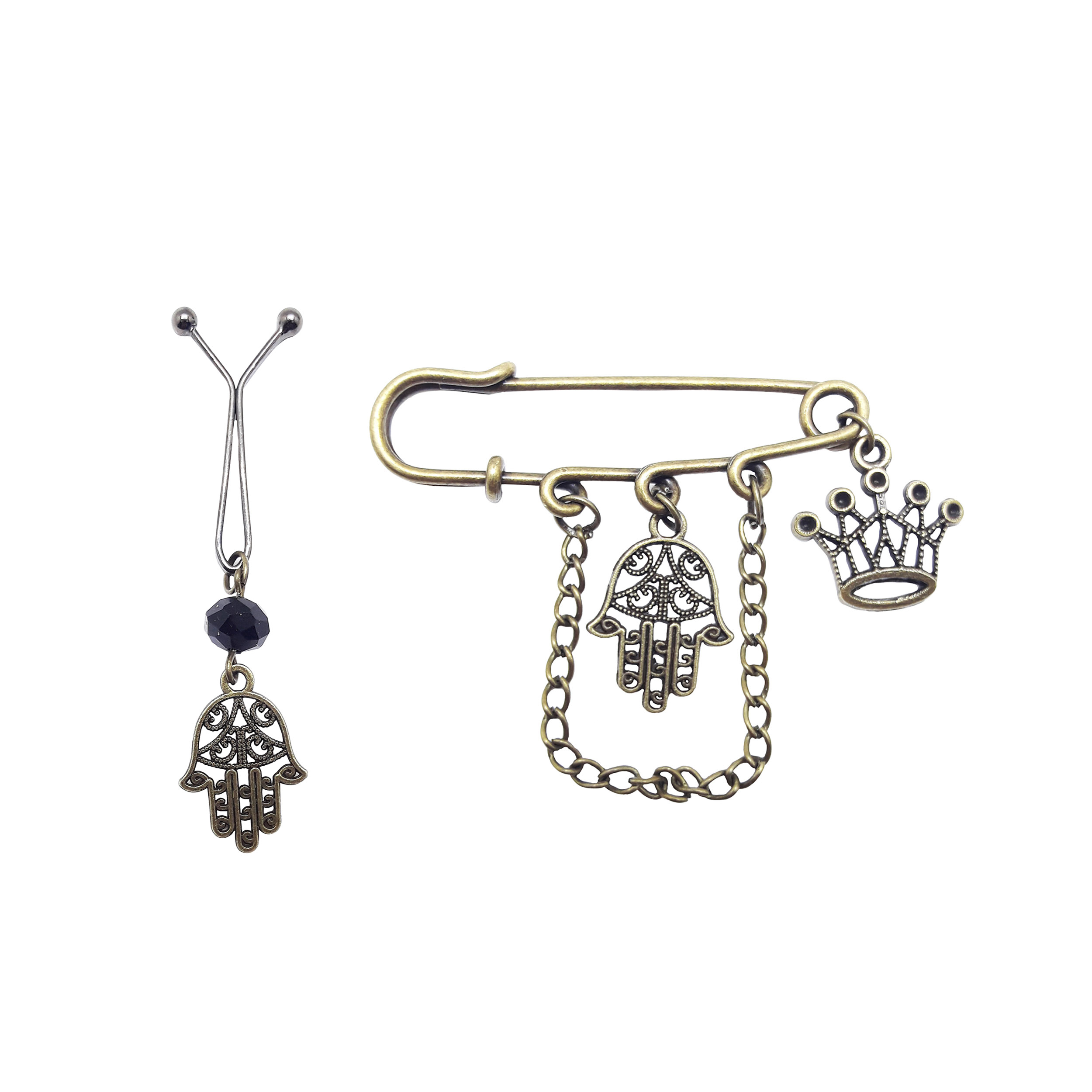 ست سنجاق سینه و گیره روسری طرح تاج کد ROZ_01