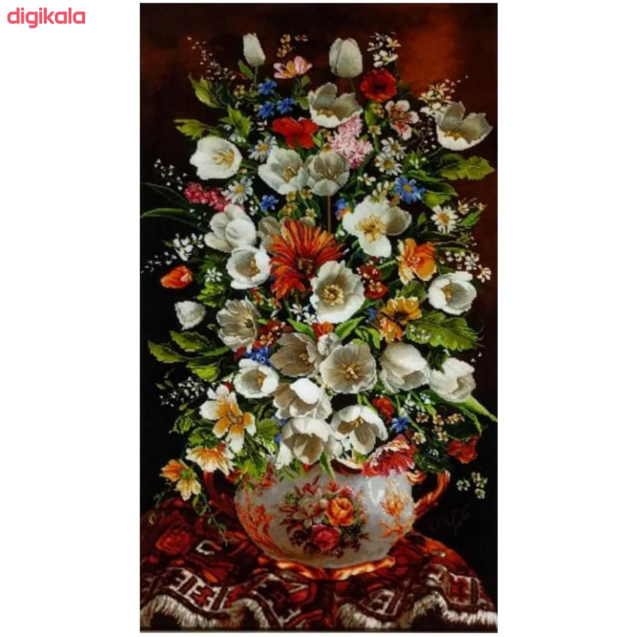 تابلو فرش دستباف طرح گل و گلدان کد 981211