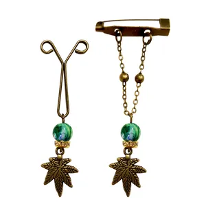 ست سنجاق سینه و گیره روسری طرح برگ کد PM275