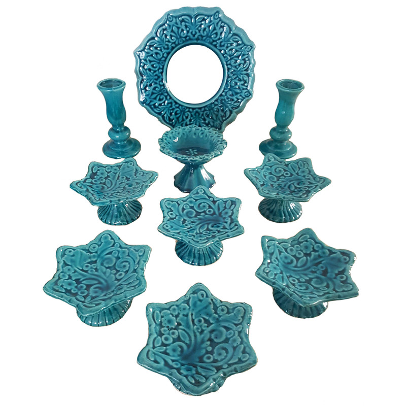 مجموعه ظروف هفت سین 10 پارچه مدل رز کد 451