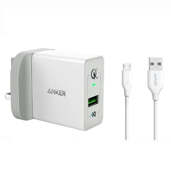 شارژر دیواری انکر مدل Power Port plus 1 B2013 به همراه کابل تبدیل microUSB