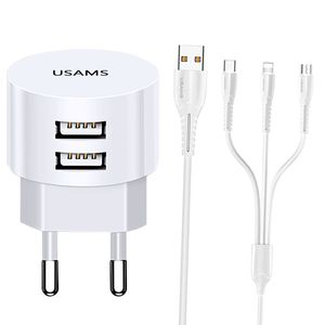 نقد و بررسی شارژر دیواری یوسمز مدل USM به همراه کابل تبدیل microUSB / Lightning / USB-C توسط خریداران