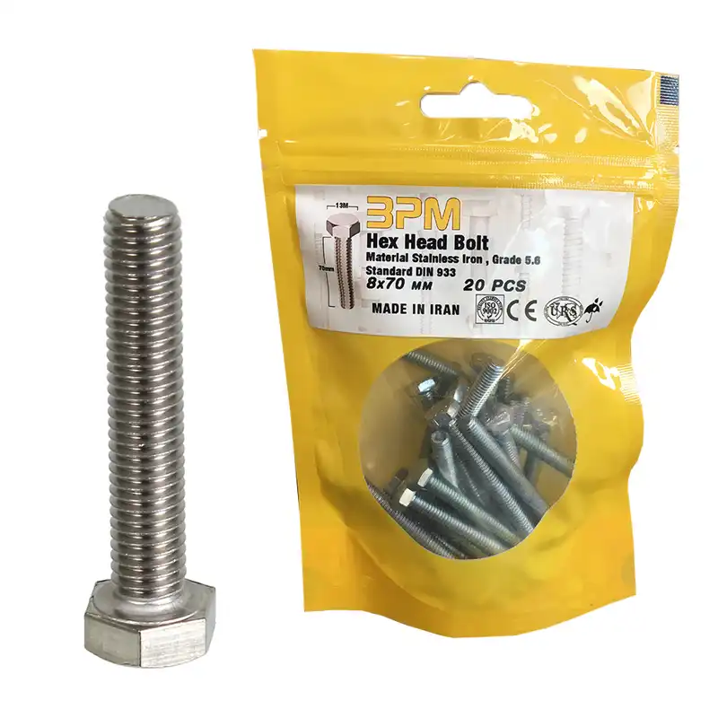 پیچ سر شش گوش مدل BPM8-70 بسته 20 عددی