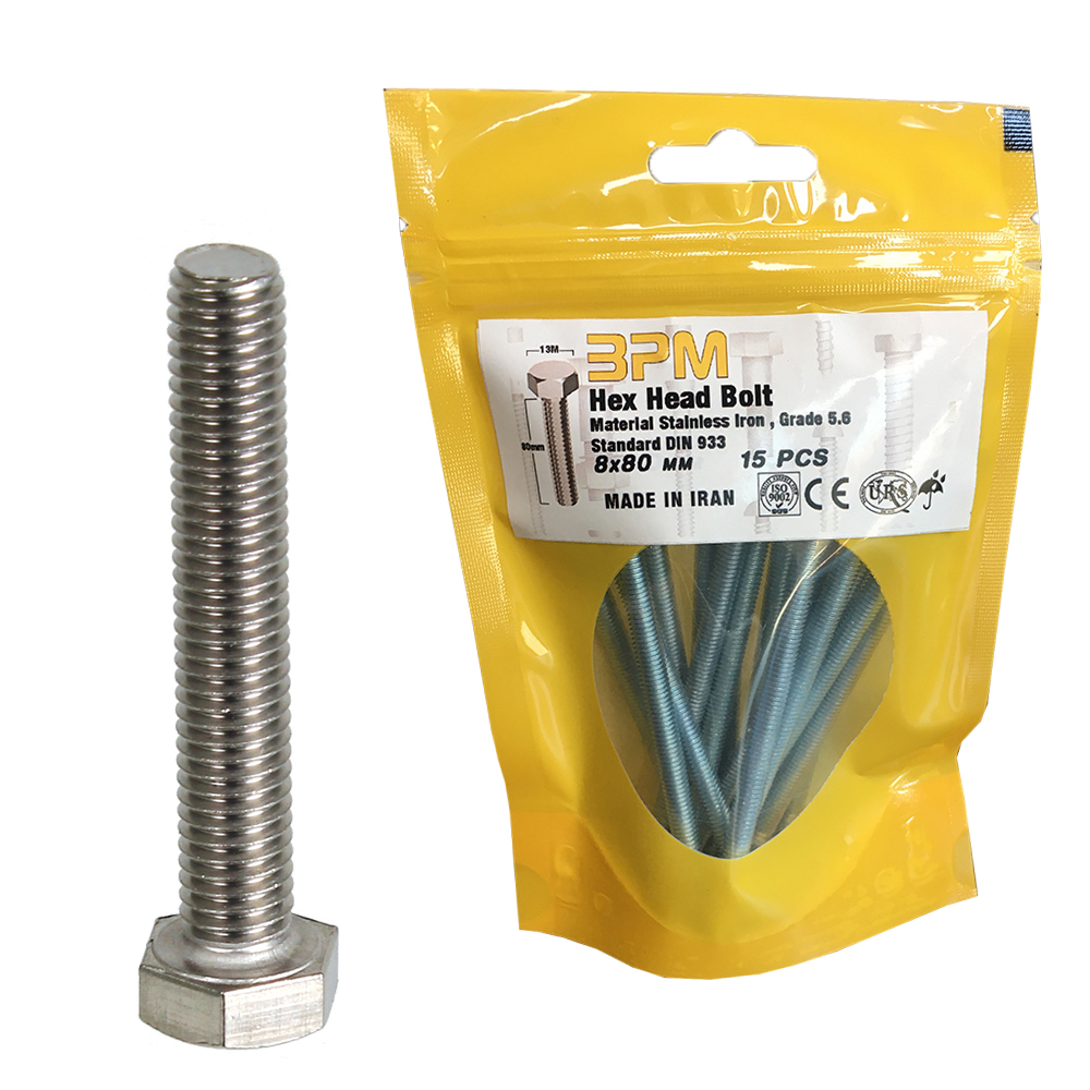 پیچ سر شش گوش مدل BPM8-80 بسته 15 عددی