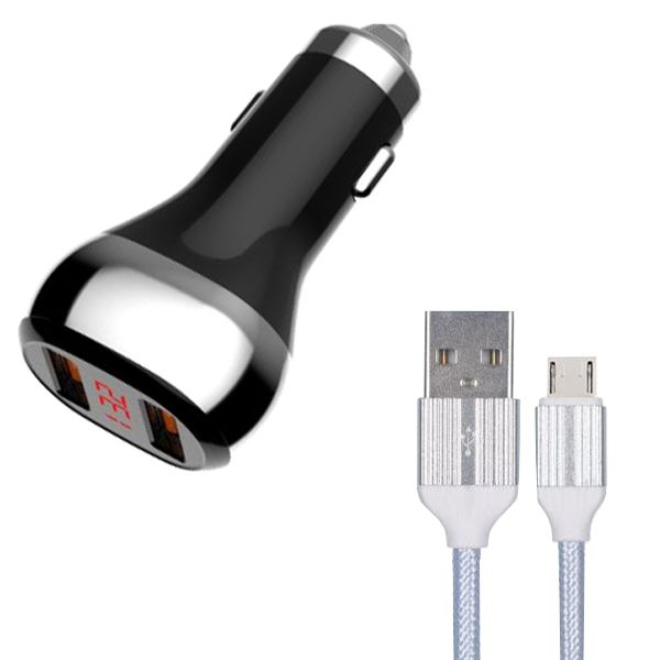 شارژر فندکی الدینیو مدل C2 به همراه کابل تبدیل microUSB