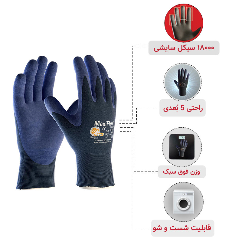 دستکش ایمنی ای تی جی مدل مکسی فلکس الیت 274-34 دستکش ایمنی ای تی جی مدل مکسی فلکس الیت 274-34